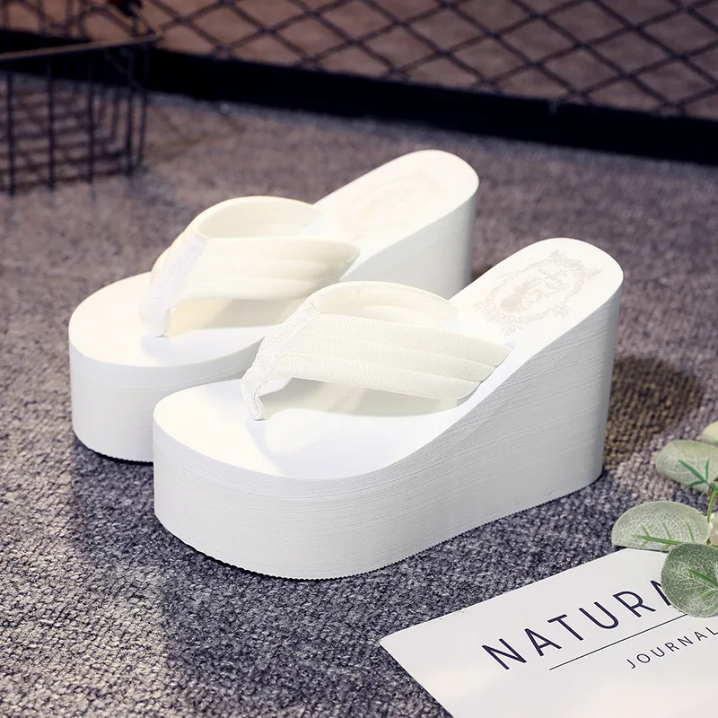 Fashion 2025 ladies summer logo slippers stained wedge heel