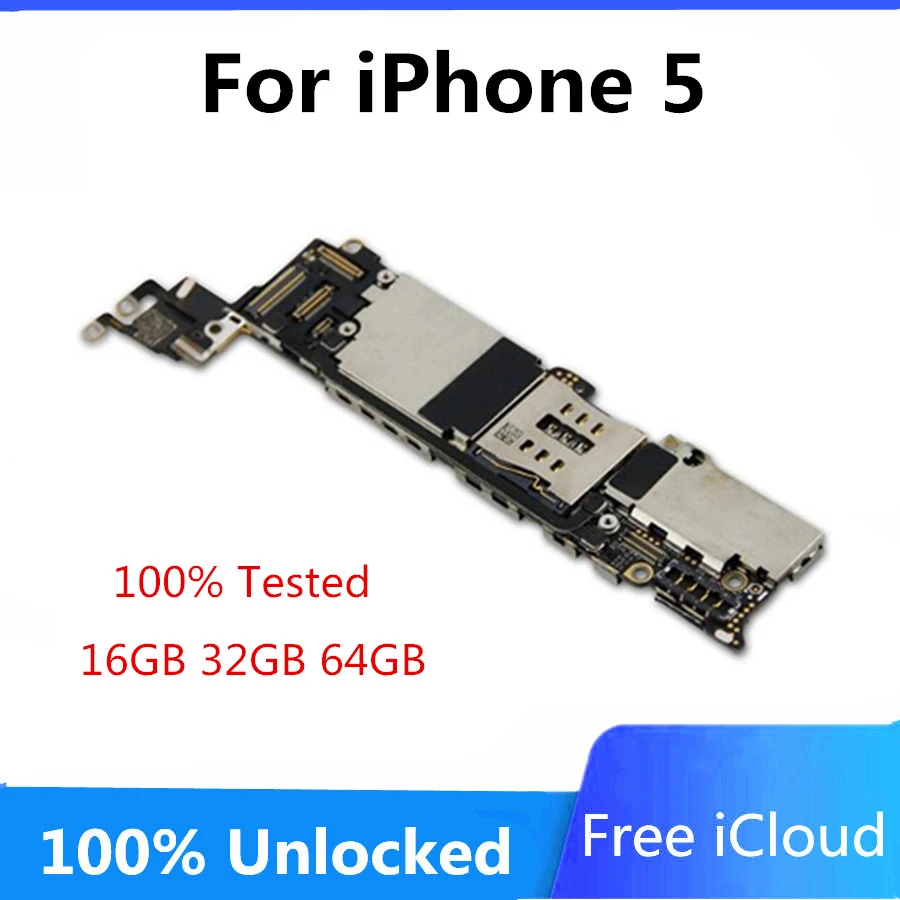 100 Original Unlocked For Iphone 5 Motherboard Mainboard With Full Chips Unlock For Iphone 5 Logic Board With Ios 16gb 32gb 64g Mobile Phone Antenna Aliexpress