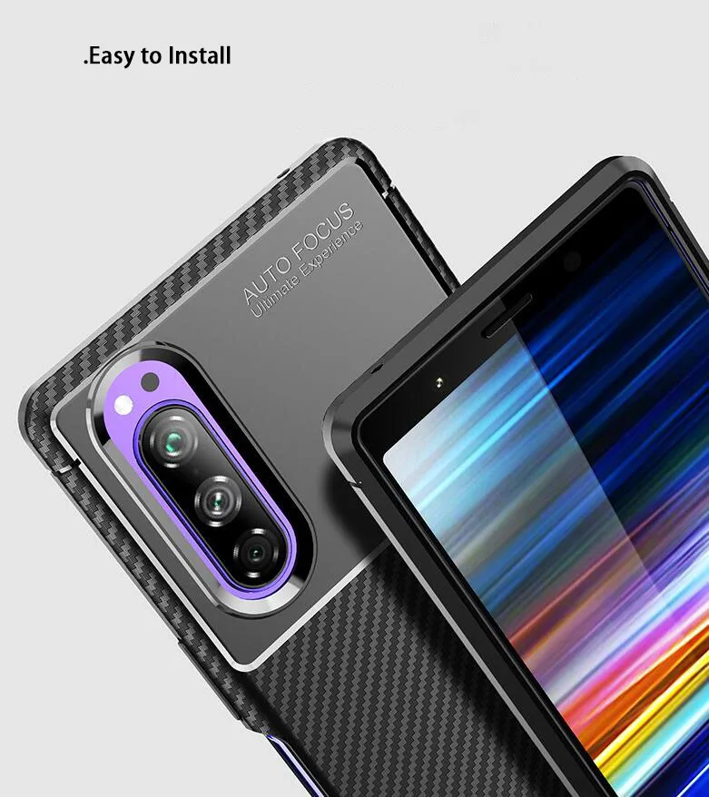 For SONY XPERIA XZ2 XZ3 1 Premium 10 Compact 10 Soft Carbon Design Cellphone Cover Shell For Xperia 5 PC Case