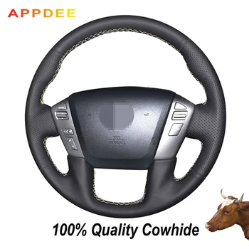 

Hand-stitched Black Genuine Leather Steering Wheel Cover for Nissan Patrol 2011-2017 Infiniti QX56 2011-2013 Infiniti QX80 2013