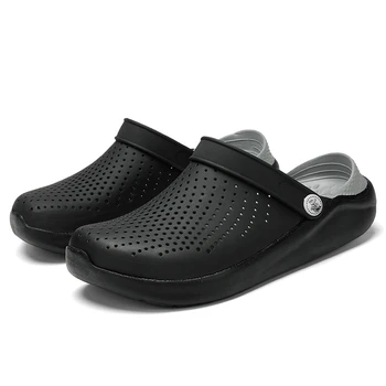 

2020 New Couple Summer Clogs For Man Sandals Crocks Man Shoes Black Beach Sandals Hollow Slides Slippers Casual Jelly Shoes