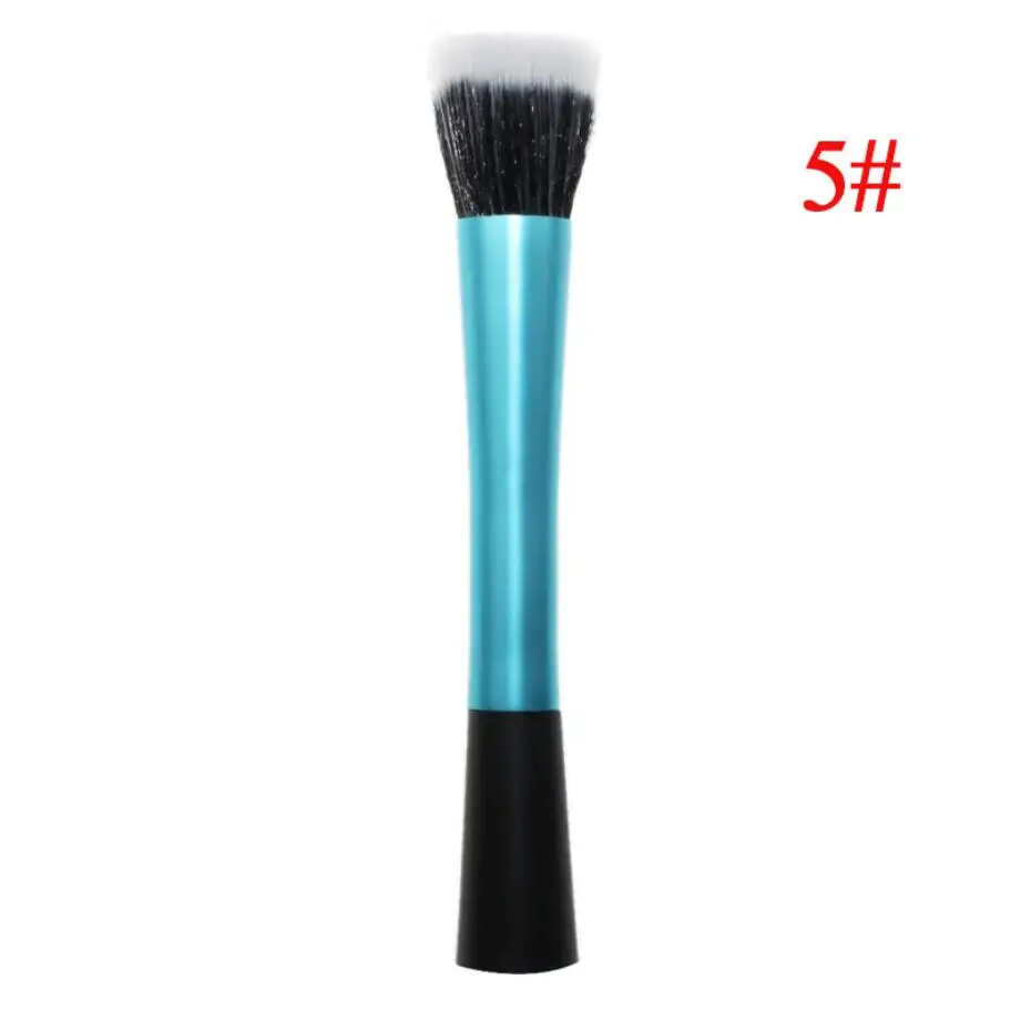 BLUE 5 1 шт./5 шт. Профессиональные кисти для макияжа металлическая ручка круглая наклонная плоская головка кисточка для пудры основа под макияж кисти, прямая подставка - Handle Color: BLUE 5
