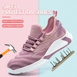Chaussures de Protection légères et confortables pour femmes, chaussures de sécurité Anti écrasement et Anti perçage, bottes de travail légères et volantes 