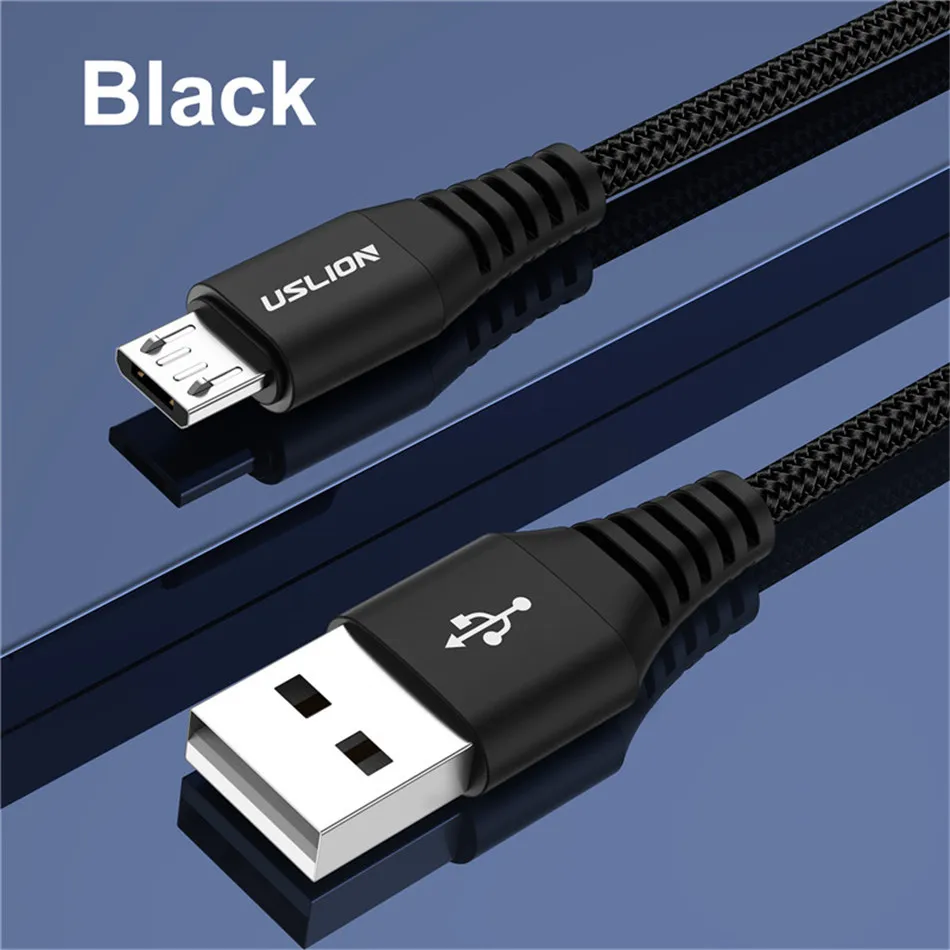 USLION Micro USB кабель 1 м 2 м 3A Быстрая зарядка зарядное устройство для Smaung Galaxy A5 J7 A5 Android Мобильный кабель передачи данных телефона для Xiaomi провода