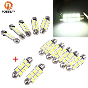

POSSBAY Buy 10Pcs Get 2pcs 41mm White 5050 8SMD 12V LED Bulbs Interior Tag Map Reading Door Festoon Dome Lamp