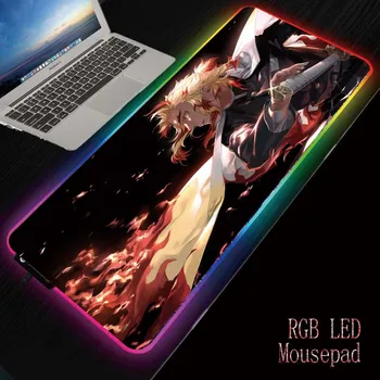 

Japan Hot Anime Kimetsu No Yaiba RGB LED Glowing Colorful Gaming Gamer Desk Mice Mat XXL 7 Colors for PC Laptop