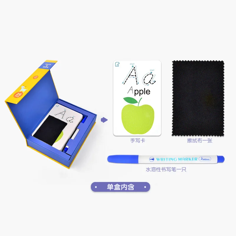 

MiDeer Mi Deer Early Childhood Flash Card Lettered with Numbers Writing Cognitive Card Wipable Write Repeated Practice Handwritt