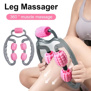 

360° Massager Leg Muscle Relaxation Roller Ring Clamp Leg Massage Stick Yoga Body Shaping 4 Wheels Fitness Device for Sports