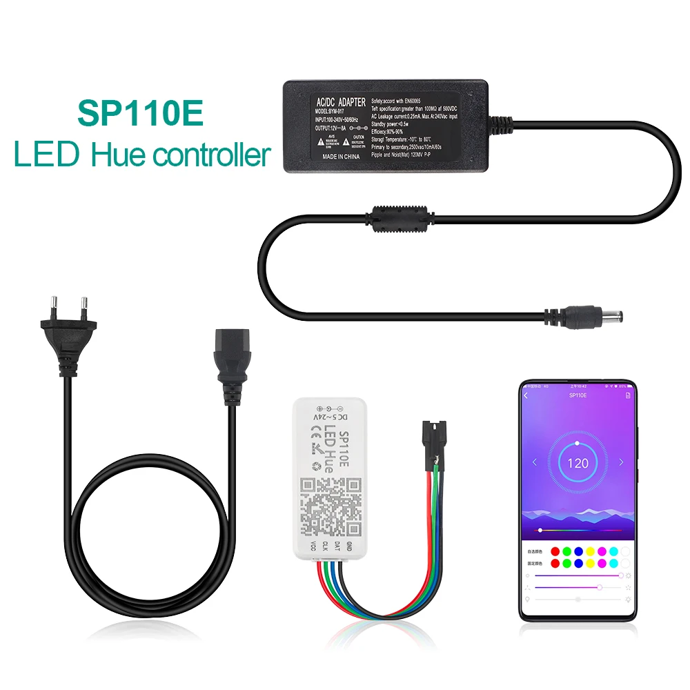 Акция 12 в RGB Гибкая полоса WS 2811 светодиодный+ SP110E Bluetooth контроллер+ адаптер для украшения