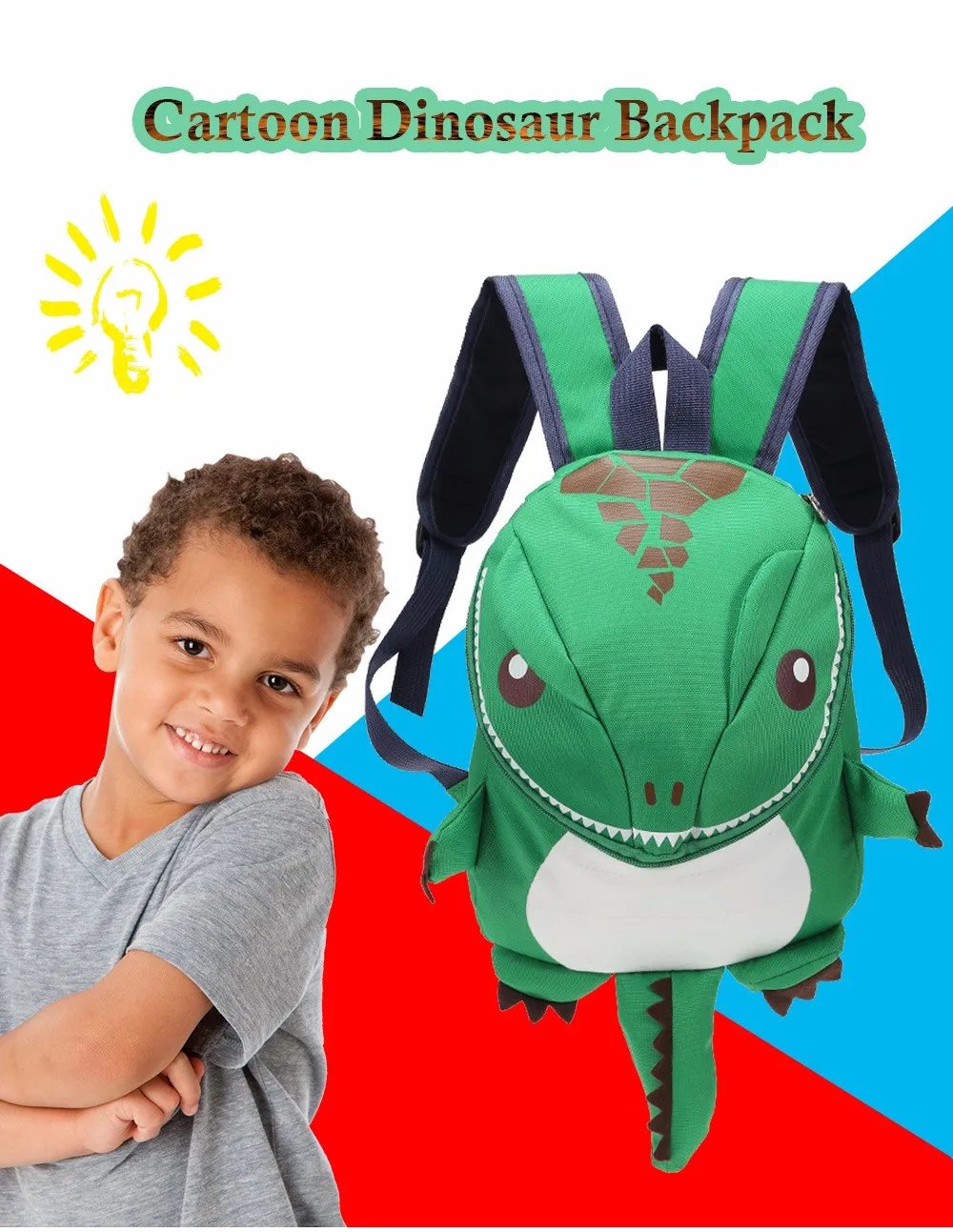 Cartoon Dinosaur Backpack Children Kindergarten School Bag High Quality Waterproof Adjustable Shoulder Strap Kids Backpack