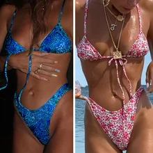 Rinabe Floral Print Bikini 2021 Biquini String Swimsuit High Cut Bikini Set Bathing Suit Women Swimwear High Waist Bikinis Beach
