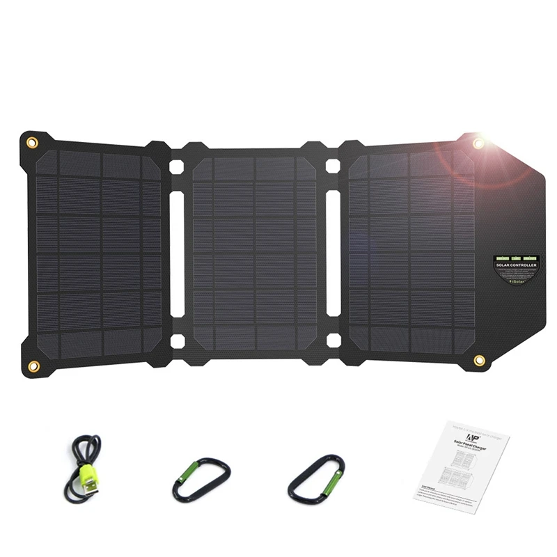 

21W Portable Solar Panel Foldable Dual Usb Solar Charger Outdoor Camping Solar Conversion Charger For Outdoor Mobile Phone Table