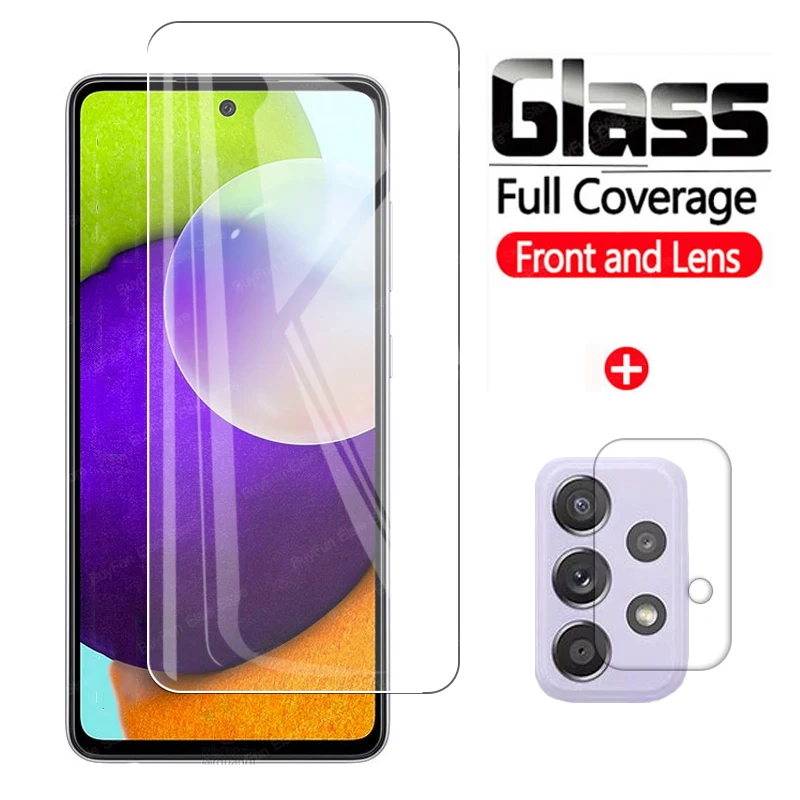 phone tempered glass 2 in 1 Tempered Glass On For Samsung Galaxy A52 Camera Lens Screen Protector For Samsung A52 A72 A 52 72 Protective Glass Film phone screen protectors Screen Protectors