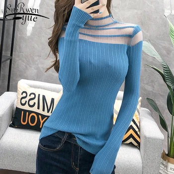 

Autumn faashion women sweaters 2019 ladies tops solid black sweater Pullovers Turtleneck knit sweater women tops sweater 6217 50