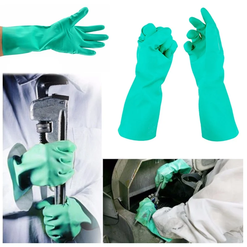 32 см химически стойкие резиновые перчатки кислота маслостойкие нитриловые перчатки для домашней промышленности рабочие защитные перчатки