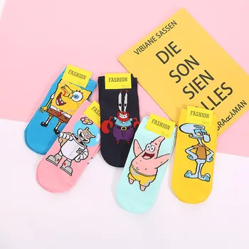 

5Pairs/lot Cartoon Character Socks Women Harajuku Kawaii Short Ankle Socks Cotton Hipster Cute Cartoon Socks For girls Summer