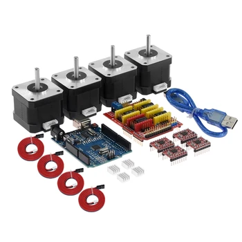 

Aibecy 4X4401 Stepper Motor Kit with Heatsink USB Cable CNC Shield V3.0 Expansion Board for UNO R3 Board 4XA4988 Driver