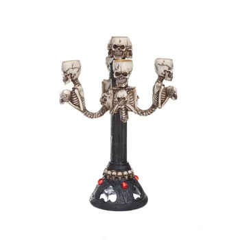 

1pc Skull Candlestick Resin Halloween Scary Decoration Prop Ornament Skull Candlestick