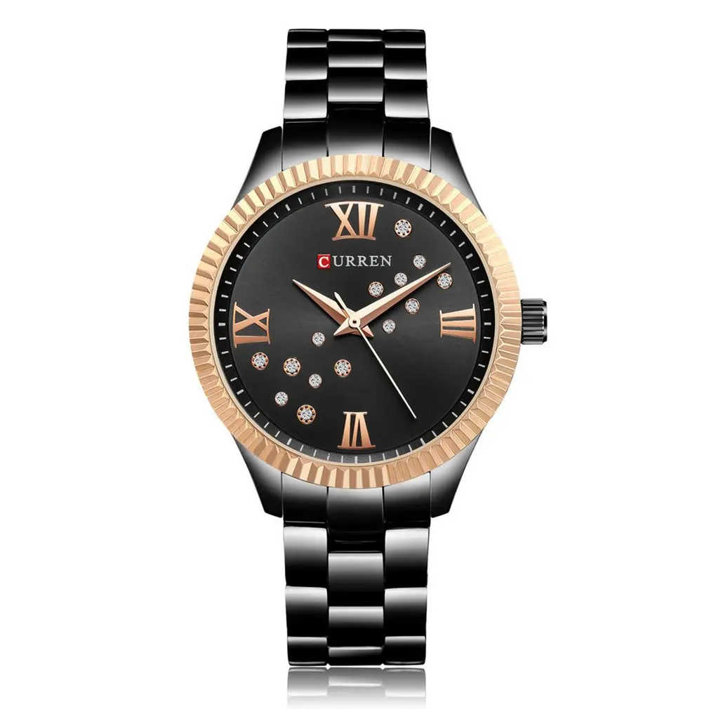 

Women Watch Stainless Steel Band Calendar Quartz Top Brand Luxury Fashion Round Dial Wristwatches With Rhinestone Gift