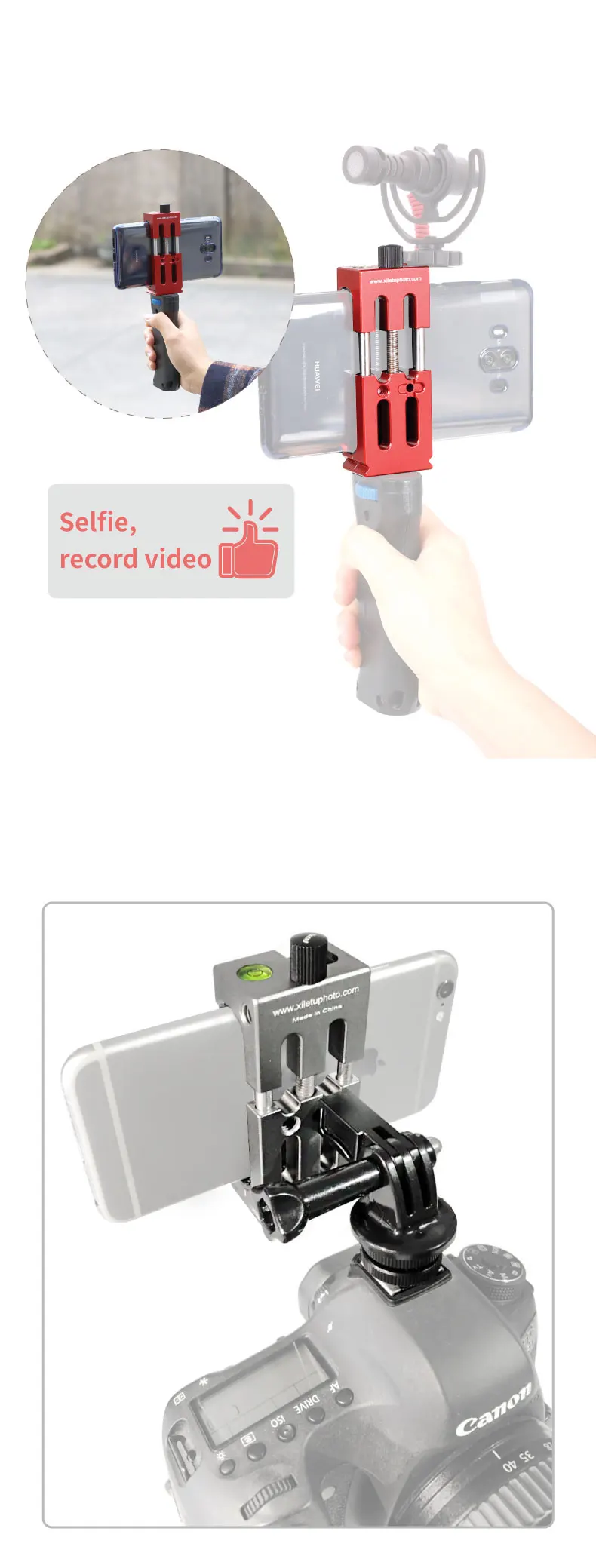 XILETU XJ-8 алюминиевый штатив для мобильного телефона держатель зажима с горячей башмаком w ручка Rig клипер для iPhone Vlogging filling