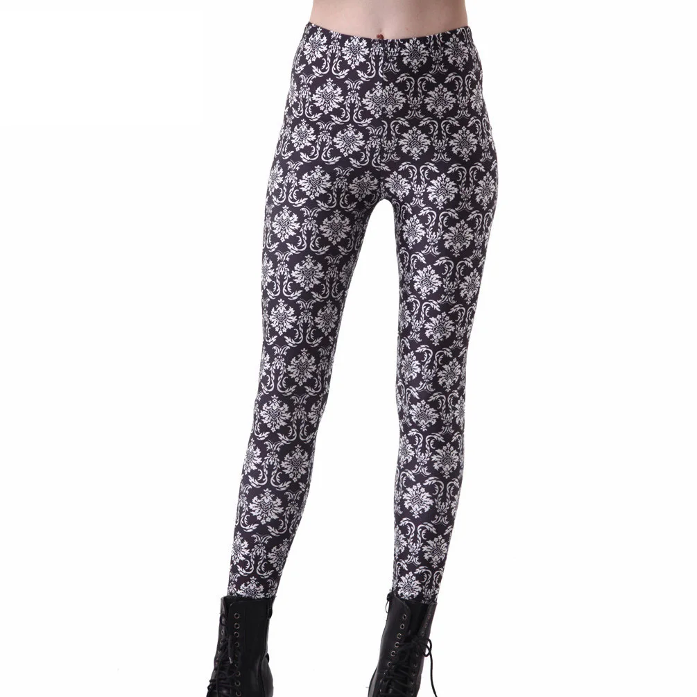 

3D Black And White Geometry Blue And White Porcelain Printed Elasticity Slim Fit Leggings Spring And Summer Running Training Pan