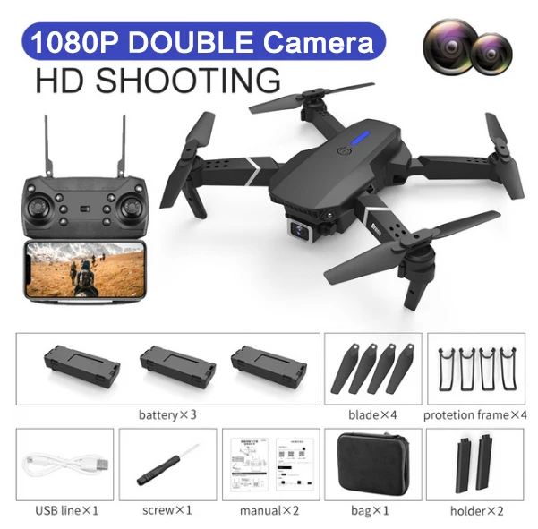 2021 NEW Drone 4k profession HD Wide Angle Camera 1080P WiFi fpv Drone Dual Camera Height Keep Drones Camera Helicopter Toys 1080P-Dual camera-3B