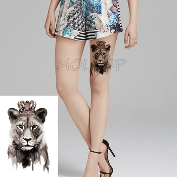 

Fake tattoo staring lion hair big cat animal waterproof temporary tatoo sticker body art flash tatto for kid boy man girl woman