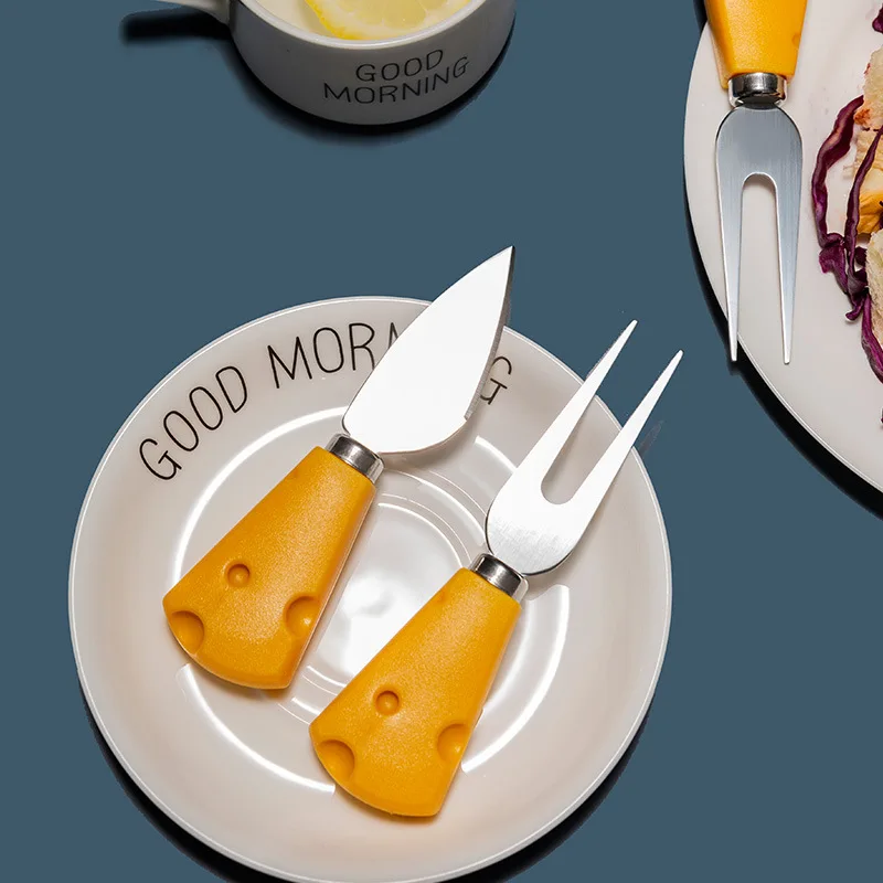 Wood Handle Cheese Knives Stainless Steel Butter Cutter Flat Shovel Spatula Fork Spoon Kitchen Cutlery Cooking Tools 1PC