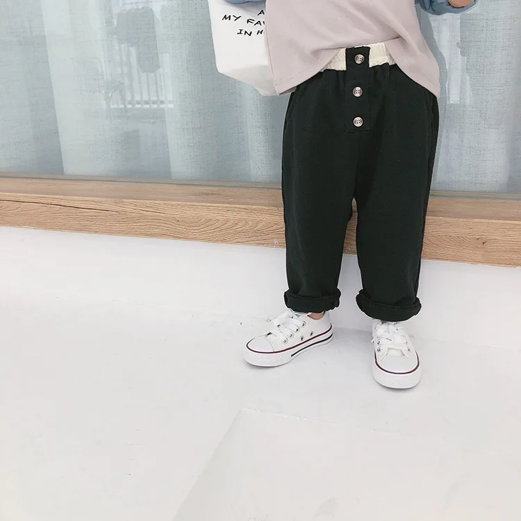 Korean style boys cotton color matching casual pants kids 2 colors all-match trousers