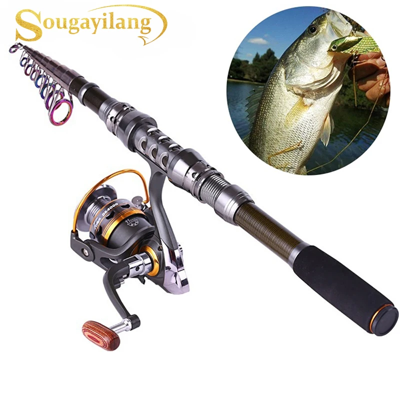 

Sougayilang 1.8-3.3M Portable Telescopic Carbon Fishing Rod and 11BB Metal 5.2:1 Ratio Spinning Fishing Reel Fishing Tackle Set
