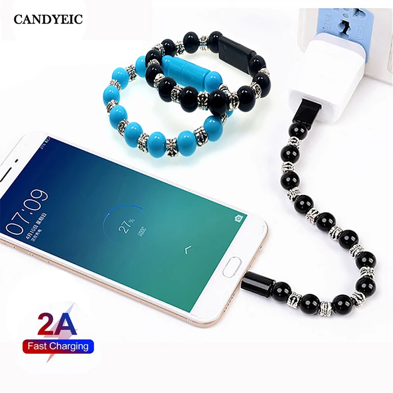CANDYEIC браслет с бусинами Будды USB кабель для iQOO Neo3 Z1 3 realme X X50 Pro X2 X50m Q 6 Type C|Кабели
