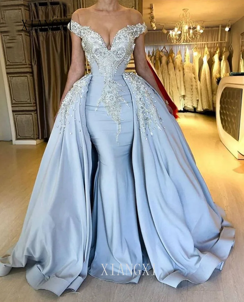 Платье вечерhee V robe de sirène fête robes de Вечер longue основной perles халат торжественного случая femmes élégant vestido de festa lon