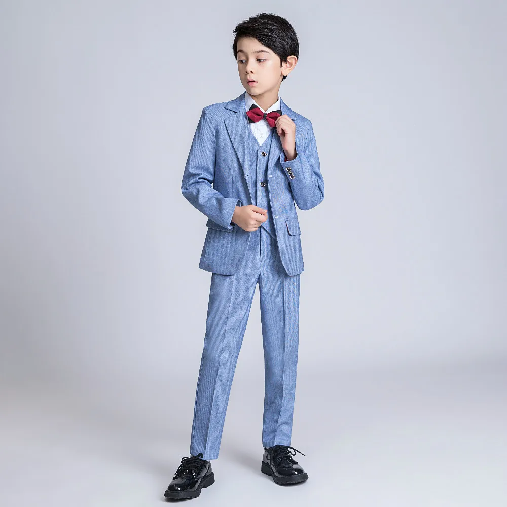 YuanLu/Детский костюм для мальчиков, блейзер/рубашка/жилет/брюки, деловой костюм для свадебной вечеринки, костюм в британском стиле, одежда для джентльменов