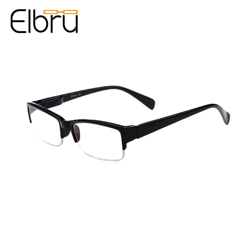 

Elbru Anti Blue Light Reading Glasses Half Frame Men Businesss Resin Presbyopic Eyewear With Diopter+1.0to+4.0 Unisex