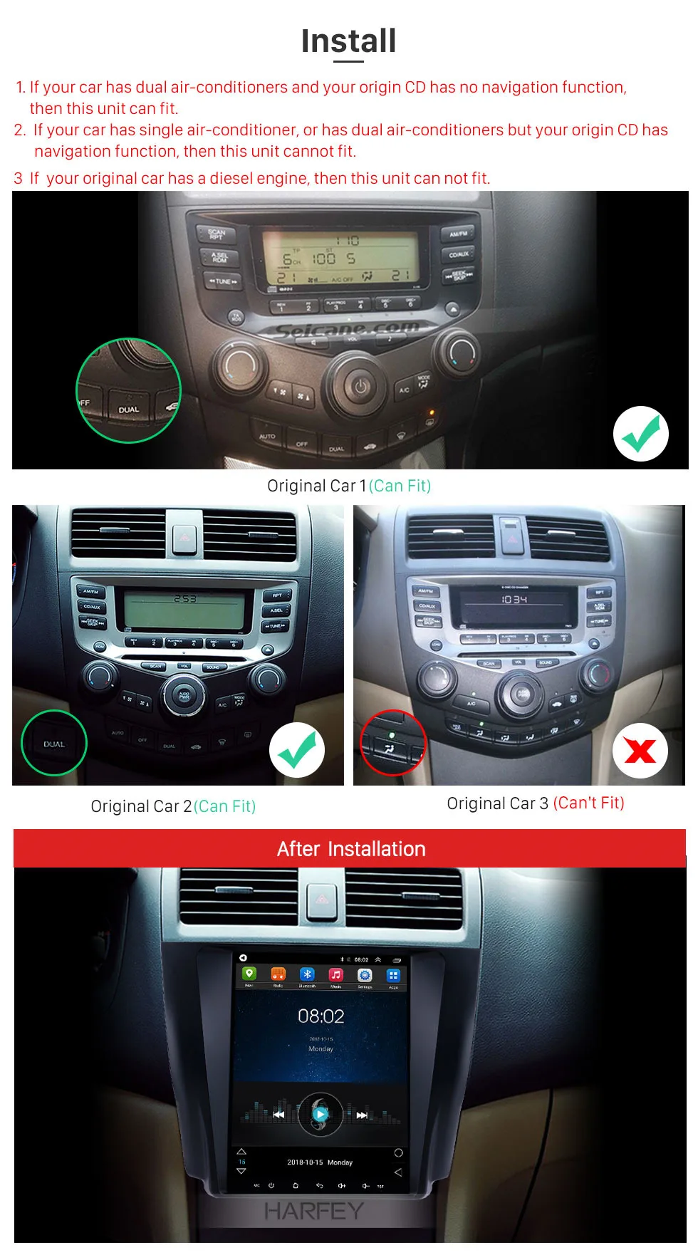 Clearance Harfey Navi  GPS 9.7" 4G LTE Radio for 2003-2006 2007 Honda Accord 7 Multimedia Player Android 9.1 support Backup camera USB SWC 3