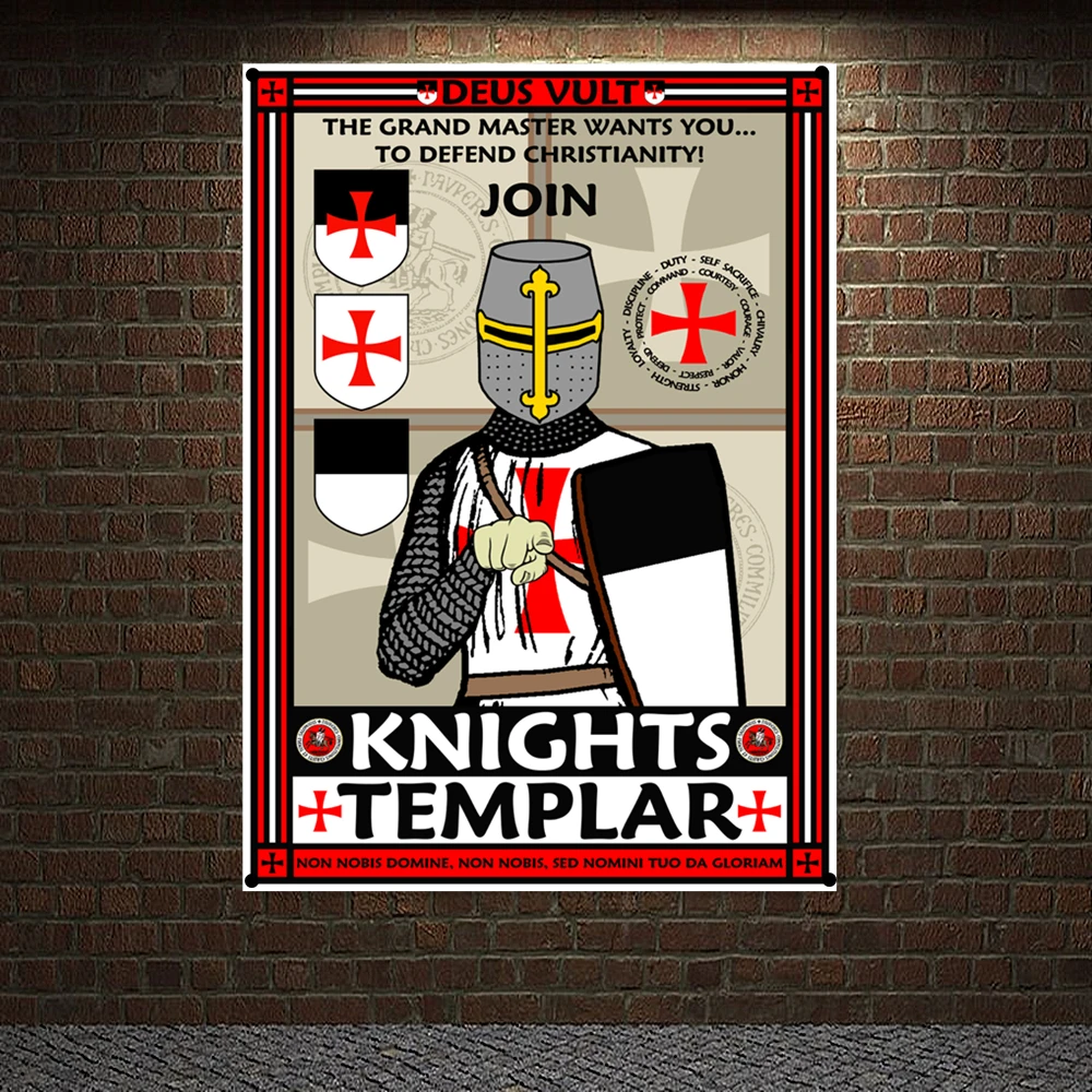 

Knights Templar Armor Posters Mural Wallpaper Wall Decor Vintage Crusader Banners Flag Wall Hanging Wall Sticker Home Decor P1