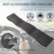 3 Color DIY Texture Soft Auto Car Steering Wheel Cover With Needles And Thread Artificial Leather Car Covers Suite