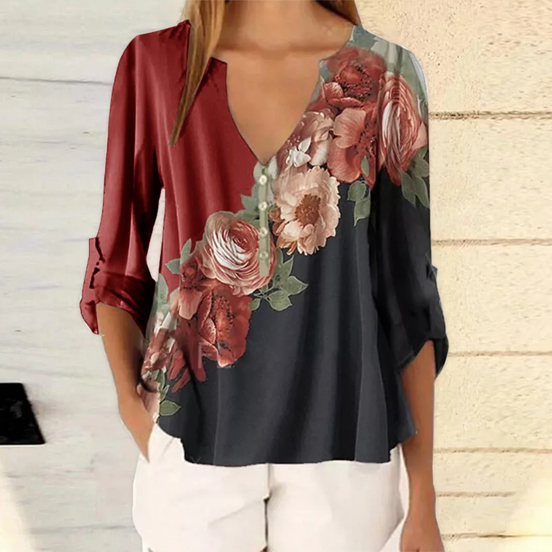 

Adisputent Summer Floral Print Women Blouse 5XL Plus Size Blouses Half Sleeve Beach Shirt Office Work Shirts Blusas Feminina Top