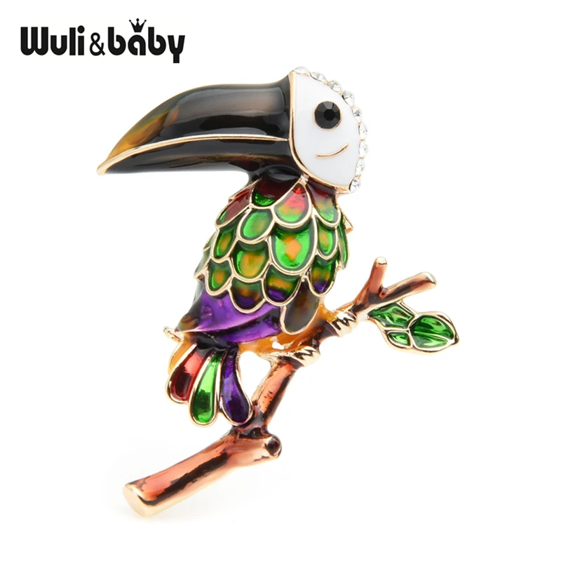 

Wuli&baby Purple Green Woodpecker Bird Brooches Women Men Alloy Enamel Animal Banquet Brooch Pins Gifts