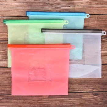 

1pcs 1000ml Reusable Silicone Food Bag Zero Waste Ziplock Food Storage Bag Refrigerator Fresh Bags Organization