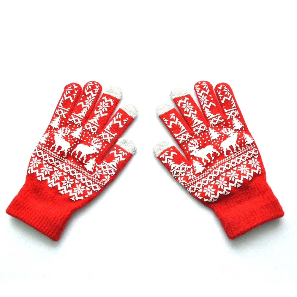 Wapiti Pint однотонные мужские перчатки женские рождественские Guantes зимние теплые мягкие тянущиеся вязаные варежки милые перчатки