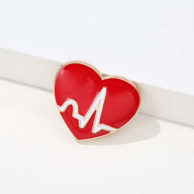 Sale Medical Medicine Brooch Pin Stethoscope Electrocardiogram Heart Shaped Pin Nurse Doctor Backpack Lapel Enamel Jewelry