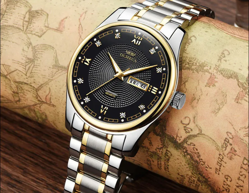 

OLMECA New Fashion mens watches Steel calendar Watch men gift casual dress Male Quartz Wristwatches Date Clock relogio masculino