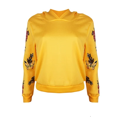 Yellow Модные флисовые толстовки, Женская толстовка с разноцветными бабочками, Harajuku, Повседневный пуловер с капюшоном, Осень-зима, теплые женские топы - Цвет: Yellow