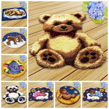 

Cute Cartoon Bear Latch Hook Rug Kits DIY Carpet Embroidery Set Needlework Knitting Animals Bedrooom Carpet Latch Hook Foamiran