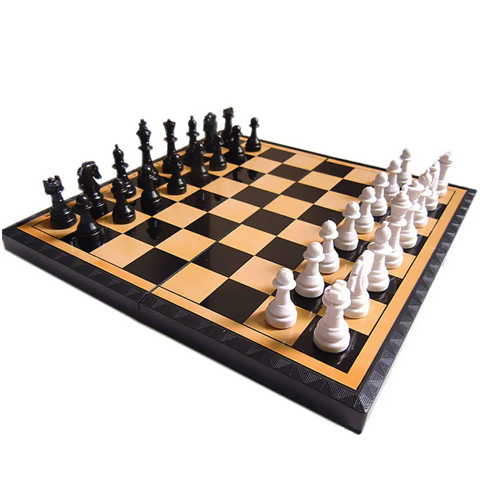 

Portable Chess Set Game International Chess Magnetic Plastic Chess Pieces Chessman Folding Checkerboard Children Gift Board Game
