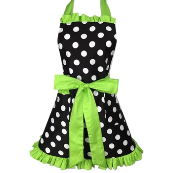 

Lovely Sweetheart Retro Kitchen Aprons for Woman Girl Cotton Polka Dot Cooking Salon Pinafore Vintage Apron Dress Christmas Gree