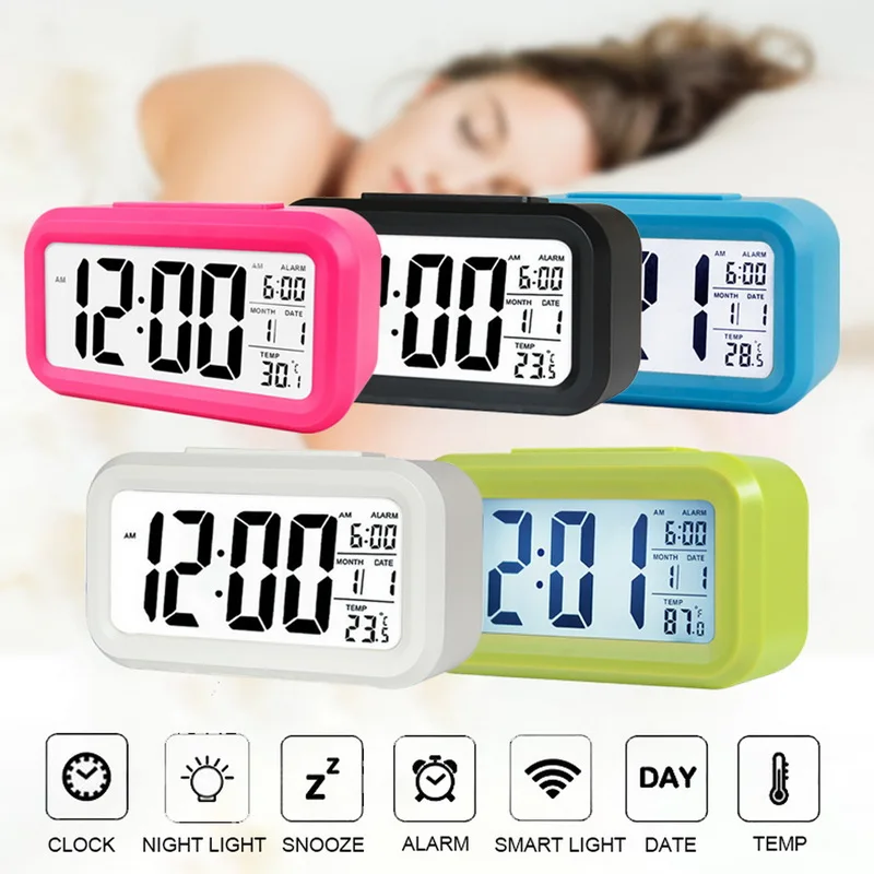 Alarm Clock LED Digital Alarm Clock Large Display with Calendar for Home Office Travel 135x75x45mm 1Pcs