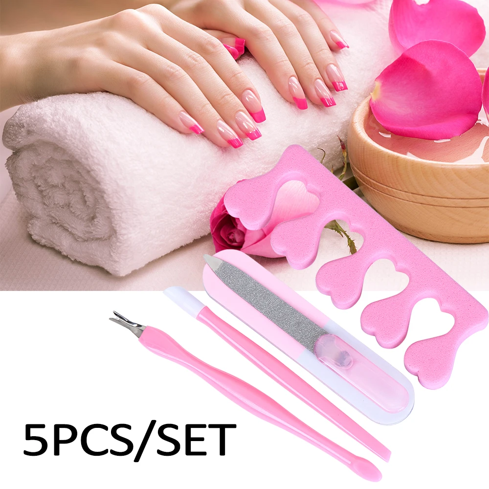 

5Pcs/Set Nail Files Buffing Grit Sand Fing Nail Art Tool Cuticle Fork Pusher Dead Skin Remover Trimmer Manicure Pedicure