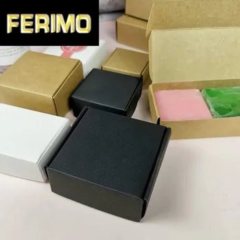 

Small Kraft paper box,brown cardboard handmade soap box,white craft paper gift box,black packaging jewelry box
